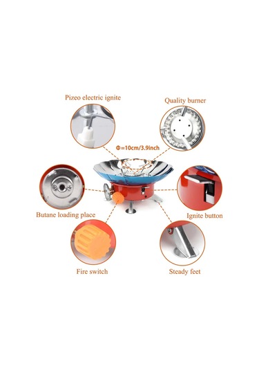 Zilinn 2800w Rüzgar Geçirmez Taşınabilir Açık Soba Kamp Gaz Sobası Piknik Brülörü Yürüyüş İçin Saklama Çantası İle Kırmızı