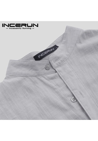 İncerun Yaz Erkek Kısa Kollu Sade Beyefendi Streetshirt Gömlek Gri