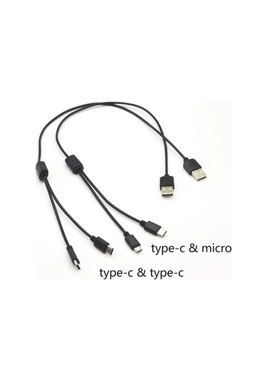 Chuangyinshop 2 Adet Type C Micro Usb Hızlı Şarj Ve Veri Kablosu Siyah Yüksek Hız Dayanıklı