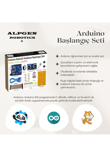 Arduino Uno R3 Robotik Kodlama Başlangıç Seti Proje Kitapçığı Kuşe Kağıt İle Birlikte 8+ Yaş