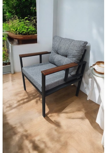 Pimango Pi Elize Demonte Metal Tekli Bahçe Mobilyası Gri 60 x 60 CM Gri