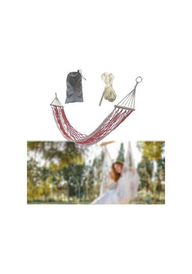 Suntek Kamp Hamak Ağır Katlanır Plaj Veranda Kırmızı-beyaz Beyaz - Kırmızı