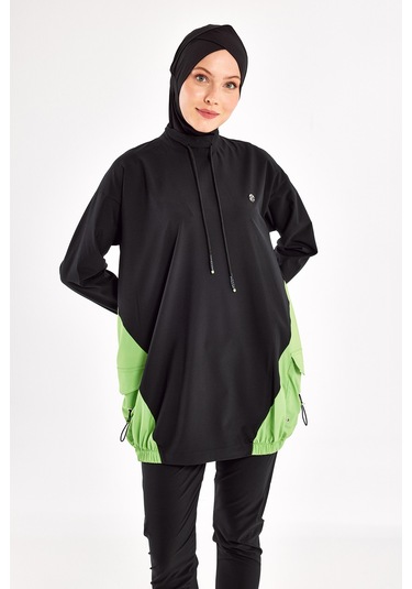 Spor Likra Tam Kapalı Tesettür Mayo Selby 1204 Siyah Siyah05 Siyah