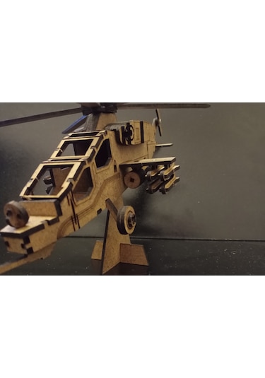 TLRhobi 3d Atakt129 Ahşap Helikopter Maket 35 x 29 x 20 CM