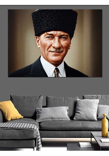 Gülümseyen Atatürk Dekoratif Kanvas - Mdf Ahşap Tablo