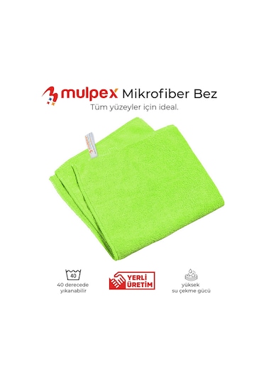 Mulpex Mikrofiber Genel Temizlik Bezi Yeşil 40X40 cm. - 20 Adet