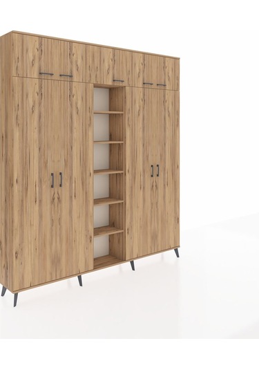 Arges Dolap 18 Raflı 9 Kapaklı 220x30x243 Çam-çam/çam Atlas Çam/atlas Çam