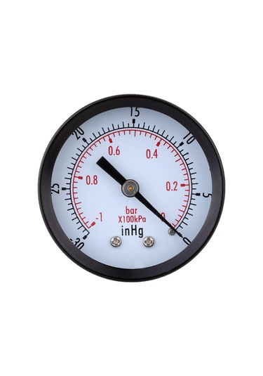 Symbee Metal Kasa Çift Ölçekli 0 -30inhg/0 -1bar Vakum Manometresi - Suya, Yağa, Hava Uygun, Taşınması Kolay Basınç Ölçer Aracı