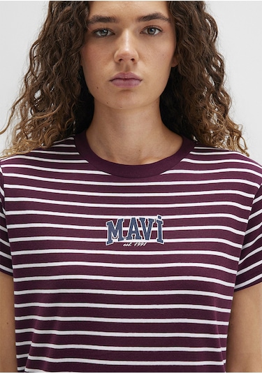 Mavi - Mavi Logo Baskılı Bordo Tişört 1613562-87982 Bordo