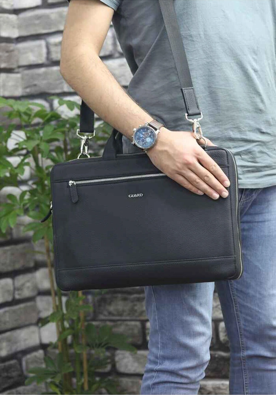 Hakiki Deri Siyah Deri Özel Üretim Laptop Ve Evrak Çantası T1328 -115785 Siyah