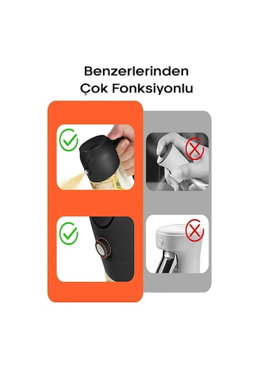 2'li Çift Fonksiyonlu Cam Yağdanlık 450ml Zeytinyağı Sıvıyağ Şişesi Airfryer Sprey Yağlık - Turuncu Turuncu