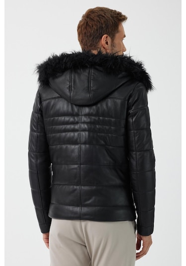 Butto Siyah Erkek Deri Ceket Siyah