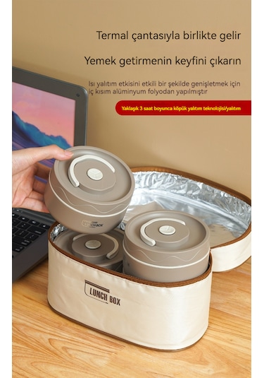 Paslanmaz Çelik Yalıtımlı Öğle Yemeği Kutusu-beyaz