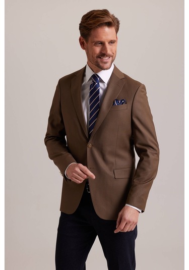 Erkek Taba Regular Fit Mono Yaka Blazer Ceket 001