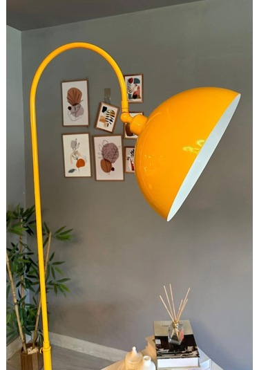 Dimmerli Işığı Ayarlanabilen Işığı Artırılıp Azaltılabilen Sarı Hareketli Başlık Metal Lambader Sarı