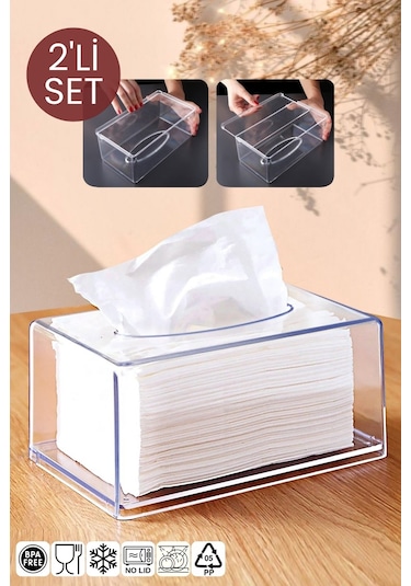 Nandy Home 2'li Set Clear Peçete Organizeri