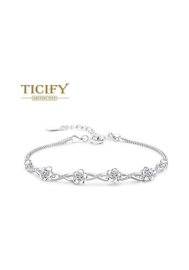 Novahub Beyaz Yeni Zirkon Çiçek Bileklik Moda Basit Bileklik Beyaz Beyaz