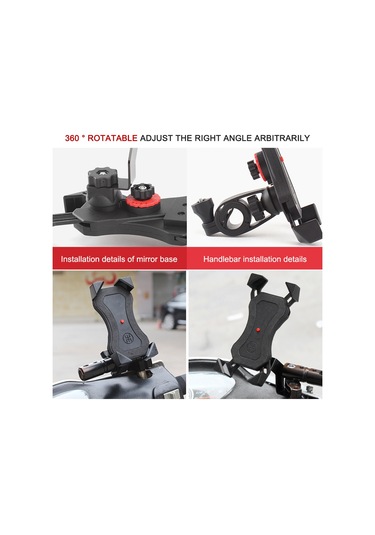 Dianziye Bisiklet, Motosiklet Ve Elektrikli Araçlar İçin Dayanıklı Abs Telefon Tutucu - 4 Tırnaklı Ekran Koruyucu, Navigasyon Ve Şarj Uyumlu Sürüş Seti Siyah