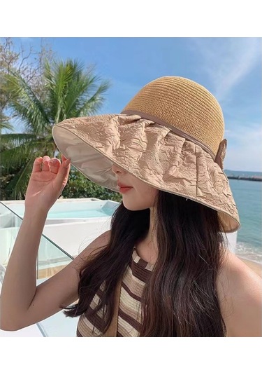 Kadınlar İçin Şık Örme Güneşlik Şapka, Yüzü Koruyan Geniş Kenarlı Kova Tasarım, Yaz Modasına Uygun Trend Aksesuar Yeşil