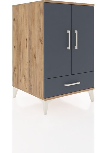 Kronos Komodin 3 Raflı Tek Çekmeceli 2 Kapaklı 60x59x96 Çam-a... Çam