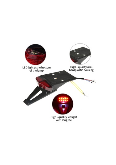 Vkemall Off-road Motosiklet Fender Arka Lambası - Fren/geçiş/işık Fonksiyonu, 5 Kablolu, Beyaz Kasa