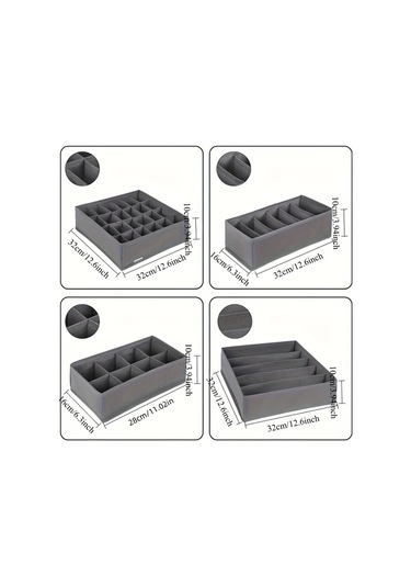 Xuweiwei Faridabio Gri Katlanır Dörtlü Çorap Ve İç Çamaşırı Düzenleyici Gri