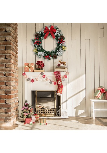 Konesam 30cm El Yapımı Noel Gülleği - Pet Materyal, Simülasyon Mantar Ve Kırmızı Meyveli, Mağaza Otel Dekorasyonu, Duvar/anahtar Bağdağı, Noel Günü Sahneleri