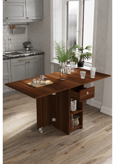 Dekorfim DF01102BR Pratik Katlanır Masa Mutfak ve Yemek Masası