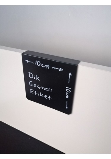 10 Adet Silinebilir Karatahta Siyah Etiket 10 x 10 CM Ahşap Raflar