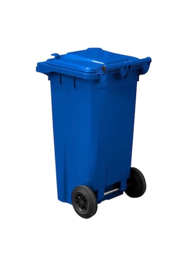 Mavi Plastik Çöp Konteyneri 120 Litre Konteyner - A+ Isıya Karşı Mavi