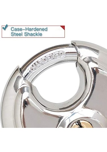 Mufunye Diskli Kilit, Anahtarlı Paslanmaz Çelik Kilit, 2-3/4 İnç Genişliğinde, 3/8 İnç Çapında Kelepçe, Depolama Ünitesi, Kulübeler, Garajlar Ve Çitler İçin Disk Kilidi