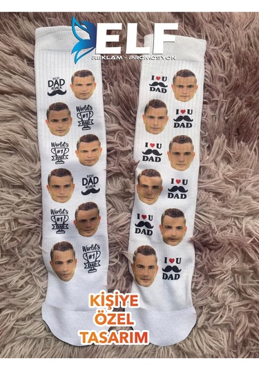 Kişiye Özel Çorap Baskılıdır Beyaz