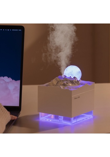 Moon Meteorite Mini Nemlendirici Renkli Gece Işıklı Beyaz