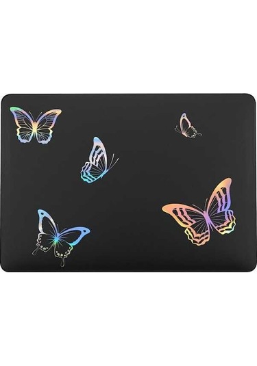 Ebitda Macbook Uyumlu Air 13 İnç 2022 Kılıf Soğuk Damgalama Sert Kabuk - Şeffaf Siyah, Kişiselleştirilmiş Tasarım Çok Renkli