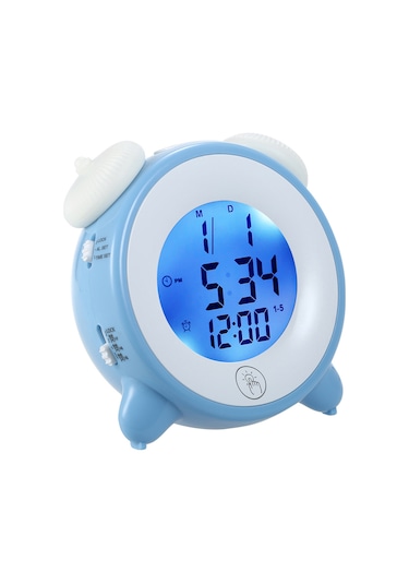 Youtek Renkli Dokunmatik Gece Lambalı Alarm Saat - 12/24 Saat, Tarih Gösterimi, Uyandırma Ve Yeniden Uyandırma Fonksiyonu, Mavi Plastik Mavi