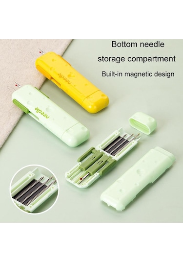 Çok Fonksiyonlu 3'ü 1 Arada İğne İplikleyici Ve İplik Açıcı Ev Taşınabilir El Dikiş Aleti Yeşil