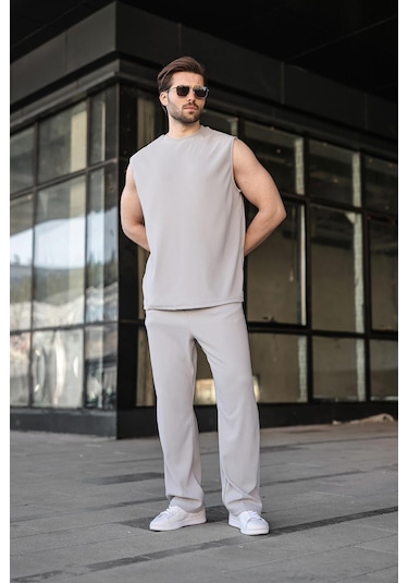 Madmext Boyalı Gri Rahat Kesim Erkek Alt Üst Takım E7353 Gri