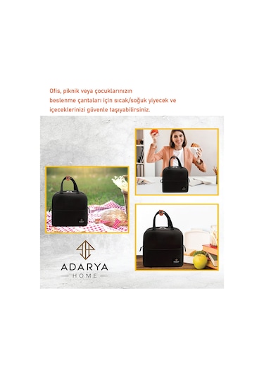 7 Lt Yemek Taşıma Çantası Sıcak Ve Soğuk Termal Termos Kamp Piknik Soğutucu Buzluk Çanta Siyah Siyah