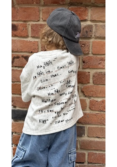 Love İs Baby Oversized Çocuk 2025 Yıpranmış Uzun Kollu/sweatshirt/kapüşonlu Üst 465738618 Gri