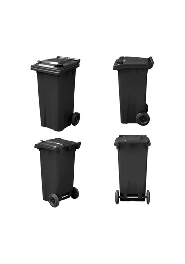Siyah Renk 120 Lt Çöp Kovası, Çöp Konteyner Siyah