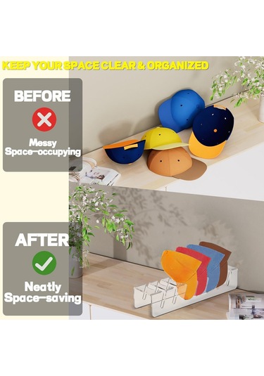 Symbee Şapkalar İçin Pratik Akrilik Askı, 7 Şapka Kapasiteli, Yatak Odası Ve Dolap Düzeni İçin İdeal, 2'li Paket Açık