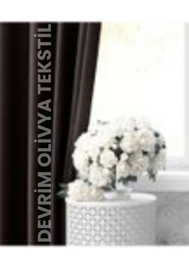 Devrim Olivya Tekstil Lüks Acı Kahve Blackout Fon Perde Işık Geçirmez, Ekstraforlu Karartma Acıkahve Acı Kahverengi