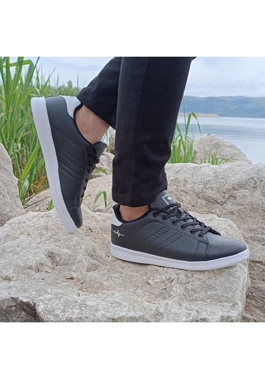 Bestof 041 Siyah-beyaz Sneaker Düz Taban Spor Ayakkabı 001