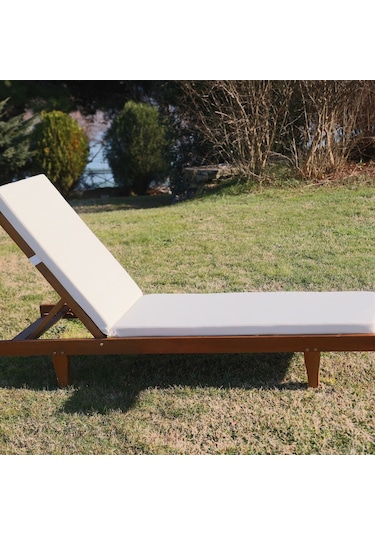 Motoryagmarket Riva Kademeli Ahşap Şezlong Tekerlekli -5Cm Minderli