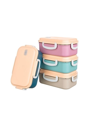 2 Bölmeli 150-300 Ml Paslanmaz Çelik Yemek Kabı Beslenme Kabı Yiyecek Saklama Kabı Renkli