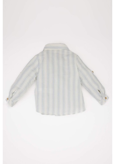 DeFacto Erkek Bebek Çizgili Uzun Kollu Gömlek D9364A525SPBE343 Mavi