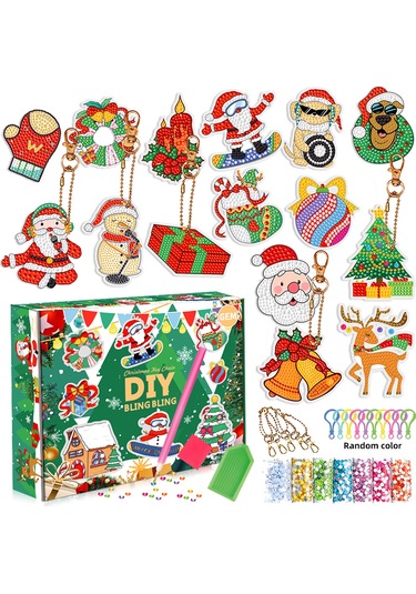 Qingmipy El Yapımı 5d Elmas Boyama Seti - Çanta Aksesuarı Ve Anahtarlık İçin Noel Ağacı Temalı Dıy Hediye Seti Çok Renkli