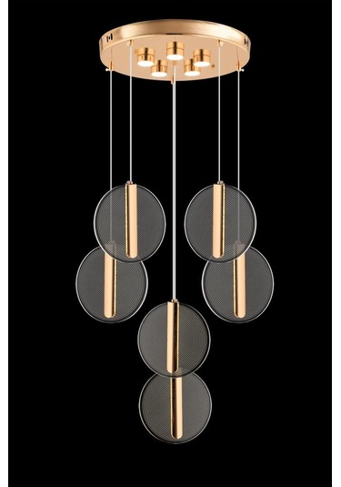 İstanbul Avize Parla 6'lı Gold Sarkıt Kumandalı Üç Renk Led Lüx Modern Ledli Avize