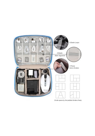 Mor Şarj Cihazı Elektronik Organizatör Seyahat Dijital Cihaz Sabit Disk Kozmetik Seti Taşıma Çantası