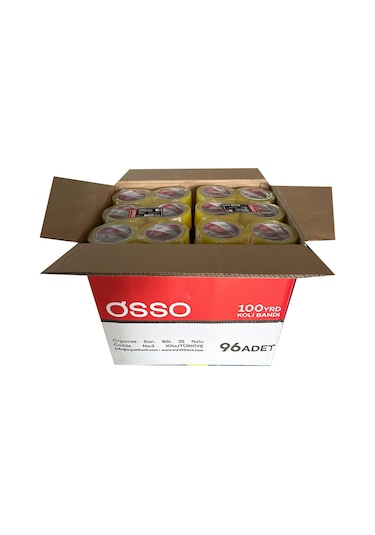 Osso Şeffaf Bant Ambalaj Koli Bandı - 100 Yrd / 91.44 Metre - 43 Mm - 6 Adetlik 16 Paket / Koli 96
